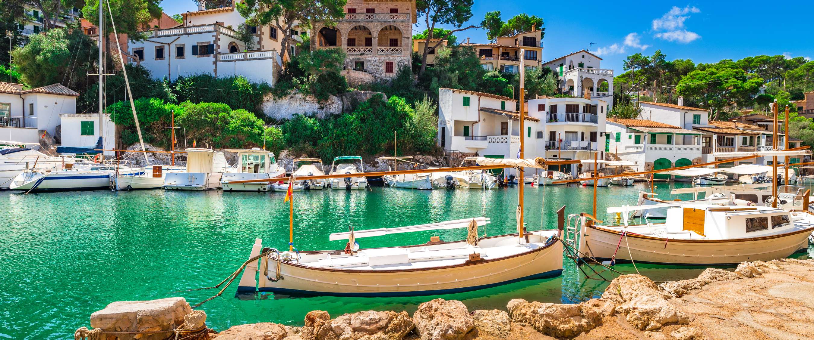 Wandelaar in outdoor kleding in een bergachtig landschap