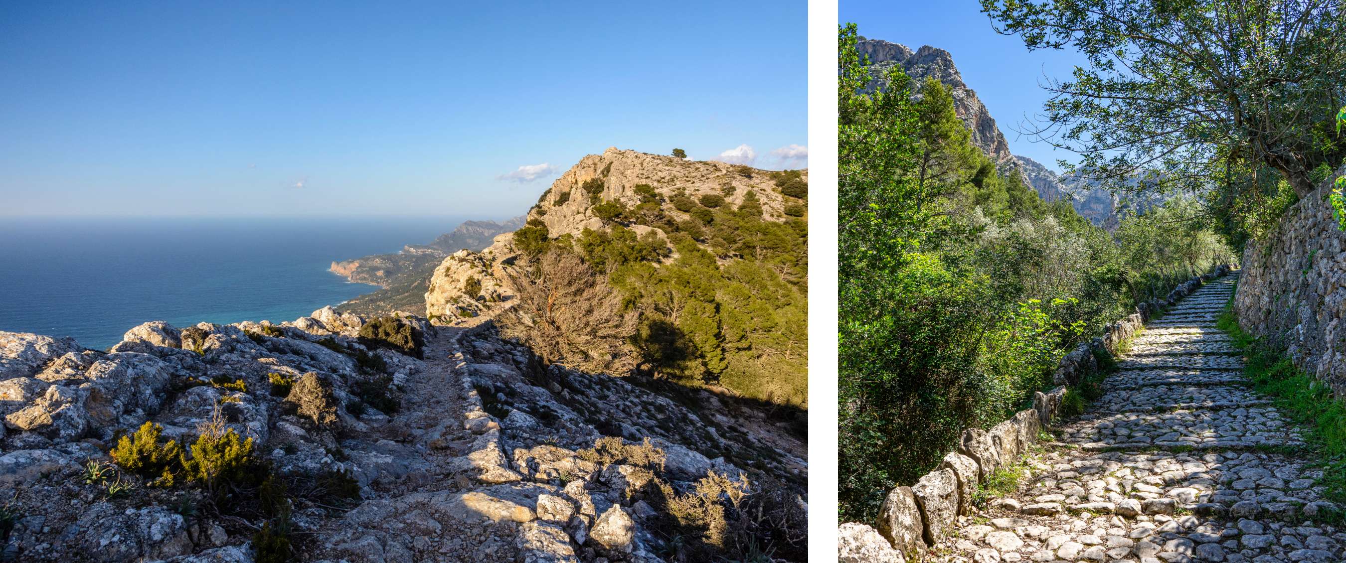 Wandelaar in outdoor kleding in een bergachtig landschap