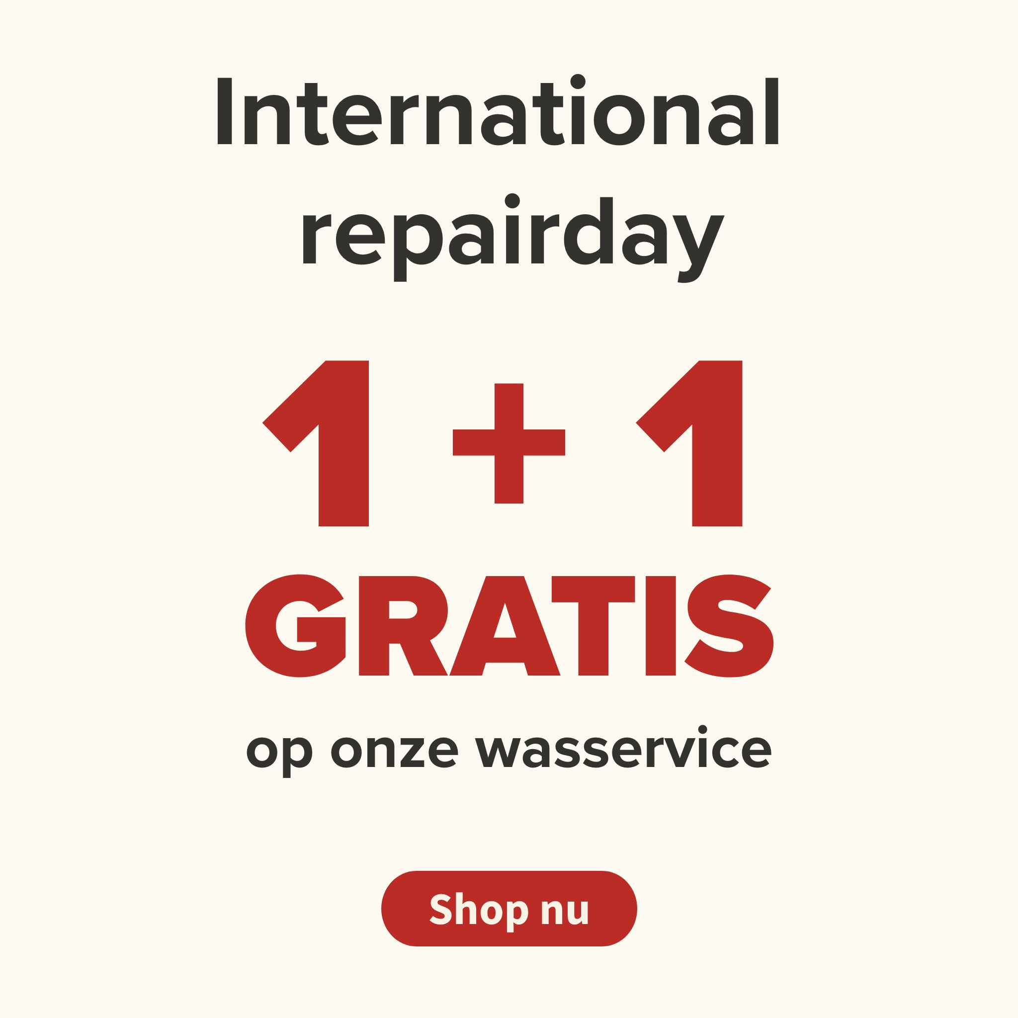 International repairday 1+1 gratis op onze wasservice