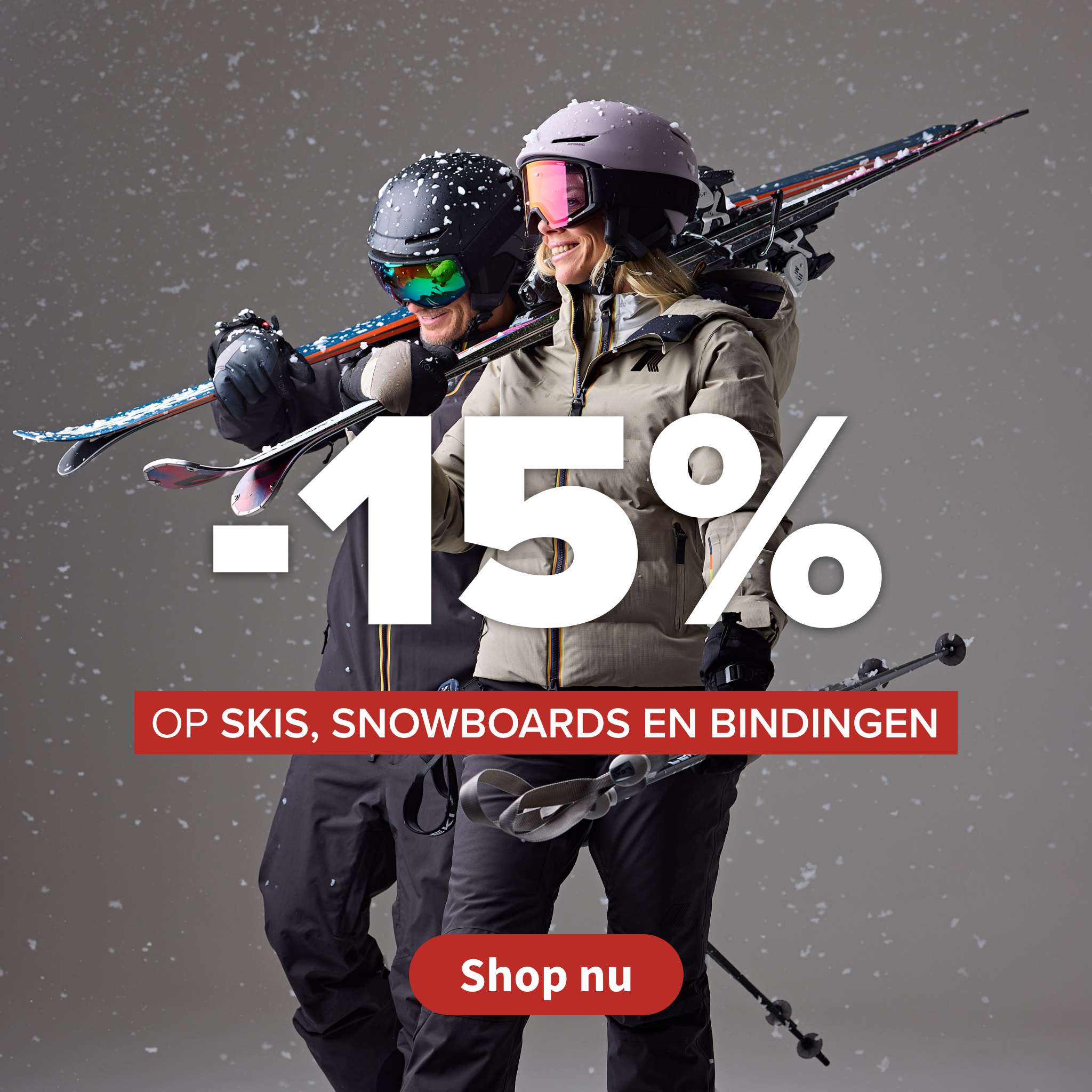 -15% op ski's, snowboards en bindingen